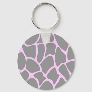 Giraffe Print Pattern in Grey. Keychain