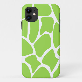 Giraffe Print Pattern in Lime Green. iPhone 11 Case
