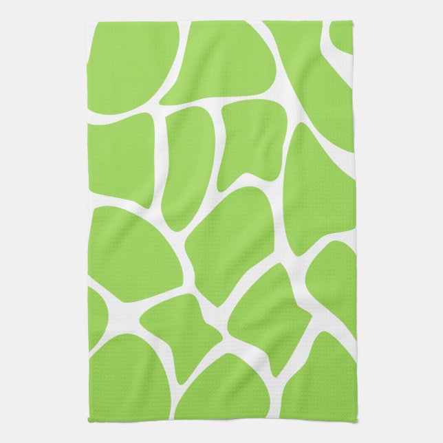 Giraffe Print Pattern in Lime Green. Kitchen Towel (Vertical)