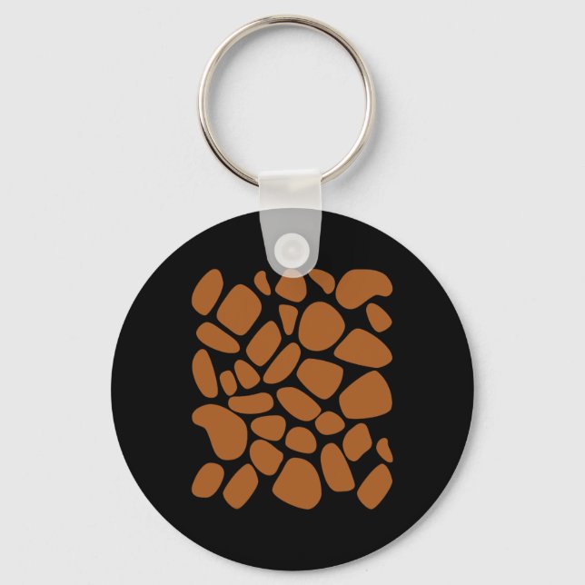 Giraffe Print Pattern Trick Or Treat Jungle Animal Keychain (Front)