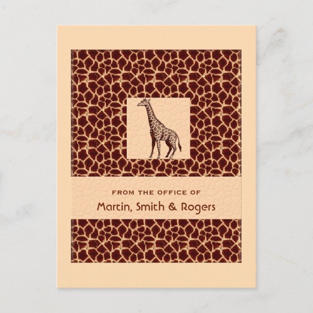 Giraffe Print Personalized Business Postcard (Front)