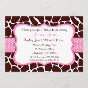 Giraffe Print Pink Baby Shower Invitation