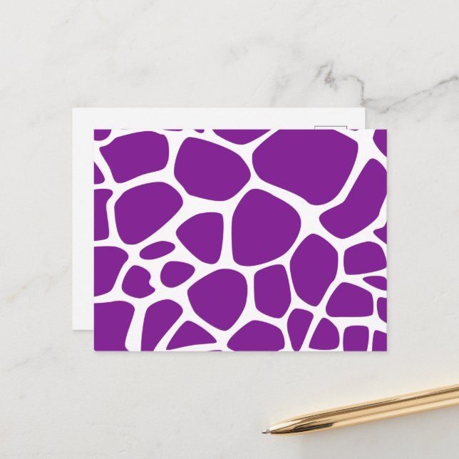 Giraffe Print, Purple Giraffe, Animal Print Postcard (Front/Back In Situ)