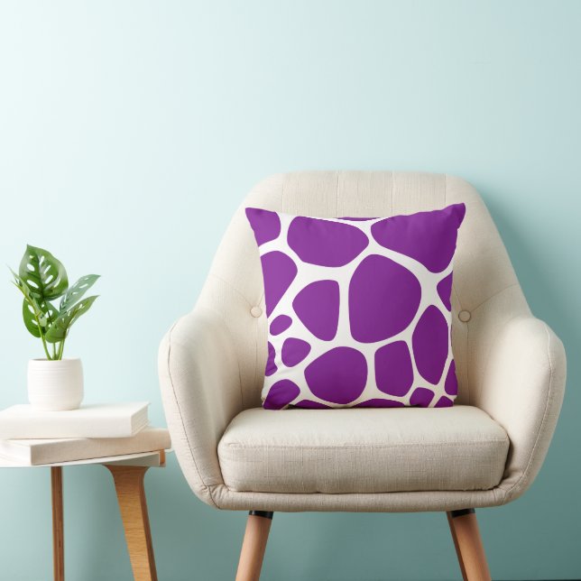 Giraffe Print, Purple Giraffe, Animal Print Throw Pillow (Chair)