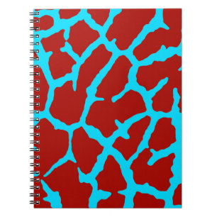 Giraffe Print Red Cyan Notebook