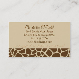giraffe print tan business card