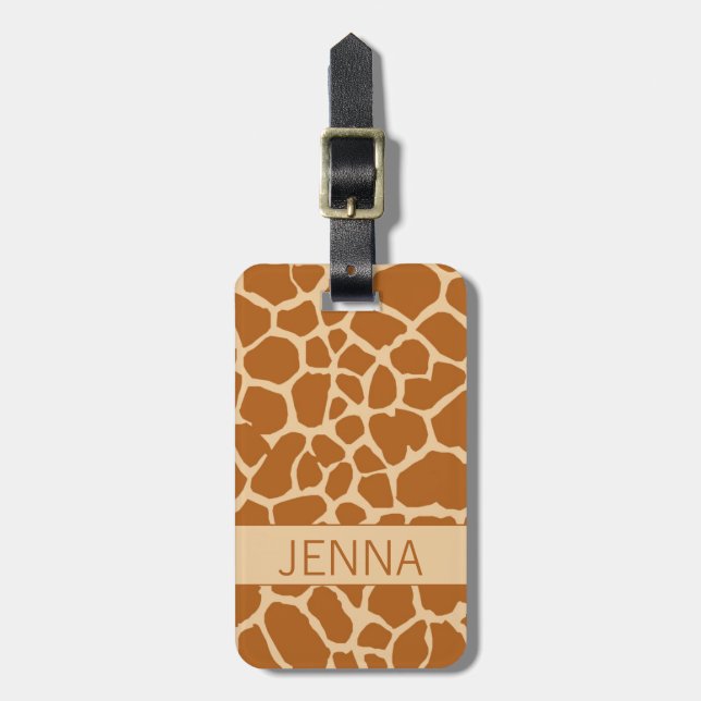 Giraffe Print Travel Luggage Tag (Front Vertical)