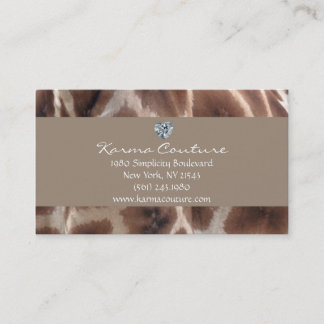 giraffe print w/ heart shaped diamond business card