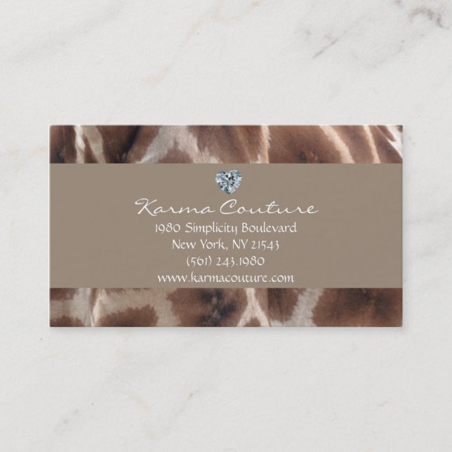 giraffe print w/ heart shaped diamond business card (Front)