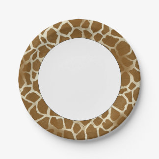 Giraffe Print White Centre Paper Plates