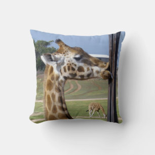 Giraffe Pucker Up Kisses, Throw Pillow