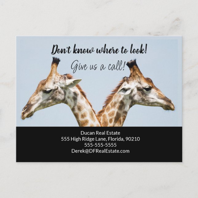 Giraffe real estate marketing sell  postcard (Front)