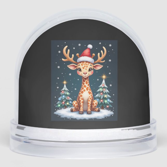 Giraffe Reindeer Hat Santa Christmas Tree Funny Xm (Avant)