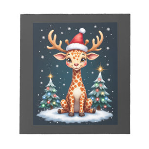 Giraffe Reindeer Hat Santa Christmas Tree Funny Xm Notepad