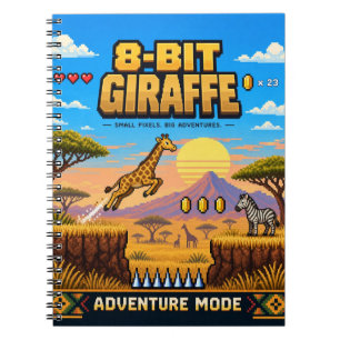 Giraffe, Retro 8-Bit Pixel Art Notebook