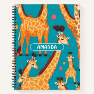 Giraffe Retro Colourful Personalized Pattern Notebook
