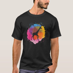 Giraffe Retro Watercolor Splash Gift T-Shirt