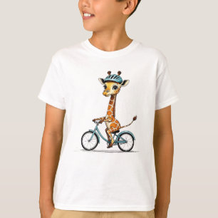 Giraffe Riding a Bicycle – Hand-Drawn Pencil Art T-Shirt