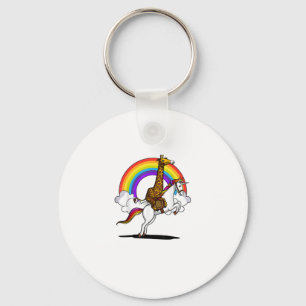 Giraffe Riding Unicorn Magical Rainbow Funny Boys Keychain