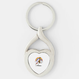 Giraffe Riding Unicorn Magical Rainbow Funny Boys  Keychain