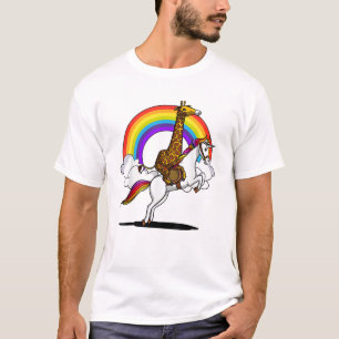 Giraffe Riding Unicorn Magical Rainbow Funny Boys  T-Shirt