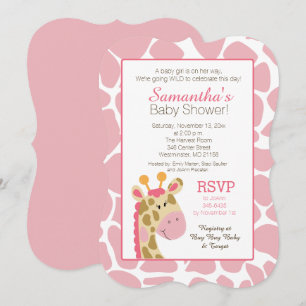 Giraffe rose C'est une invitation Baby shower fill