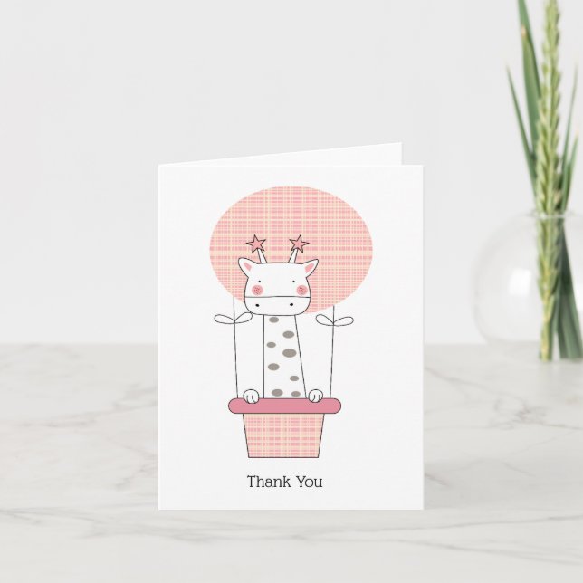 Giraffe Rose Hot Air Balloon Girl Merci (Devant)