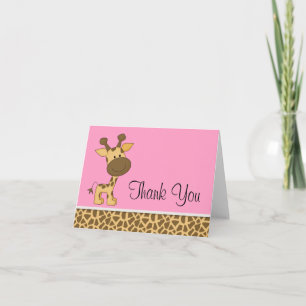 Giraffe Rose mignonne Merci Cartes