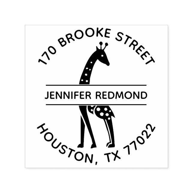 Giraffe Round Return Address Stamp Self Inking (Design)