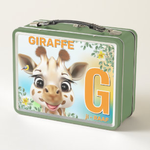 Giraffe Safari Alphabet Kids  Metal Lunch Box