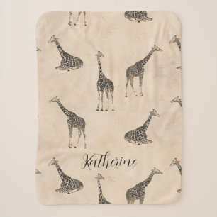 Giraffe Safari Animal Botanical Sherpa Blanket