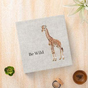 Giraffe Safari Animal Faux Linen Binder