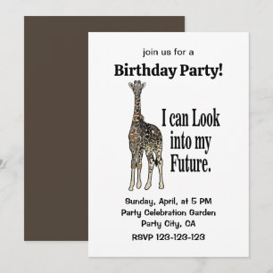 Giraffe Safari Animal Funny Birthday Invitation