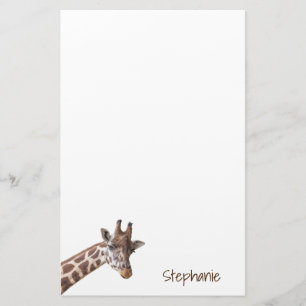 Giraffe Safari Animal Personalized Name Stationery