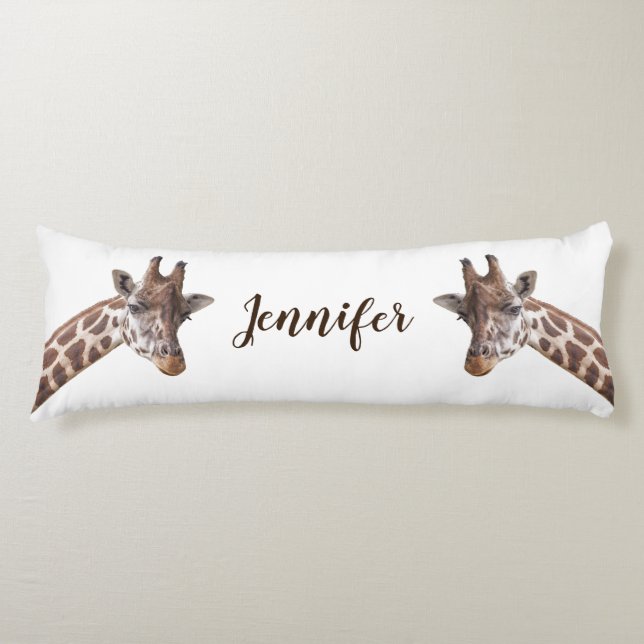 Giraffe Safari Animals Personalized Name Body Pillow (Front)