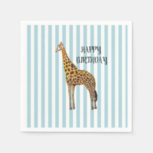 Giraffe Safari Blue Stripe Birthday Party  Napkin