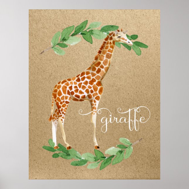 Giraffe Safari Gender Neutral Nursery Art Poster (Front)