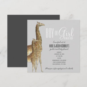 giraffe safari GENDER REVEAL baby shower Invitatio Invitation