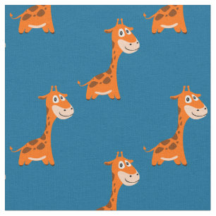 Giraffe Safari Jungle Blue Fabric