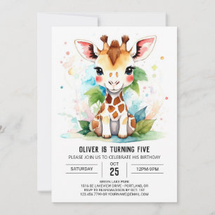 Giraffe Safari Magic Adventure Birthday invitation