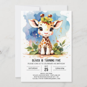 Giraffe Safari Magie Invitation d'anniversaire