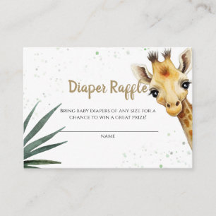 Giraffe Safari Sage Green Diaper Raffle Ticket Enclosure Card