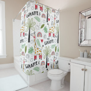 Giraffe Safari themed Palm Tree, Rainbow, doodle