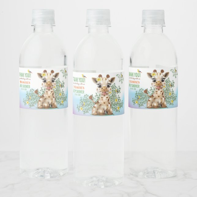 Giraffe Safari Water Bottle Label (Bottles)