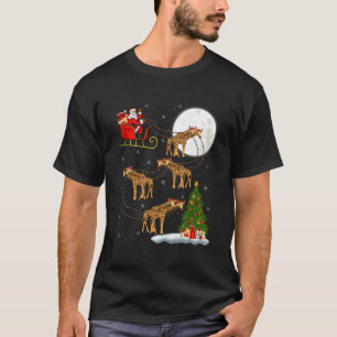 Giraffe Santa Sleigh Flying Funny Magical Christma T-Shirt