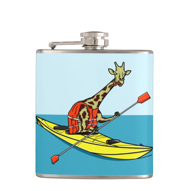 Giraffe sea kayaking hip flask (Front)