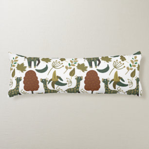 Giraffe seamless pattern colourful floral patter body pillow