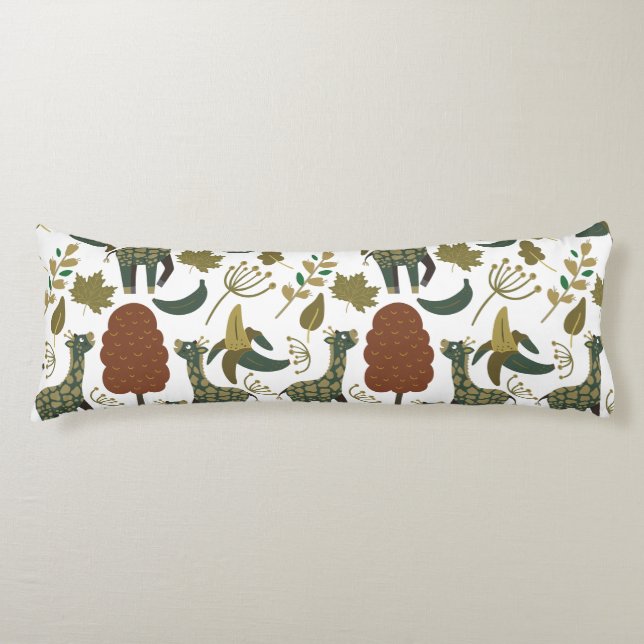 Giraffe seamless pattern | colourful floral patter body pillow (Front)