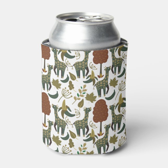 Giraffe seamless pattern | colourful floral patter can cooler (Can Front)
