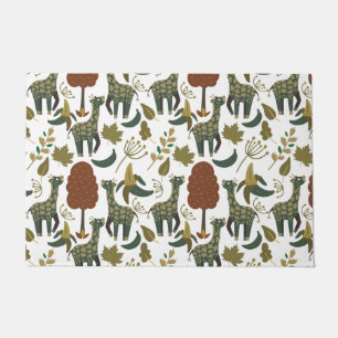 Giraffe seamless pattern colourful floral patter doormat